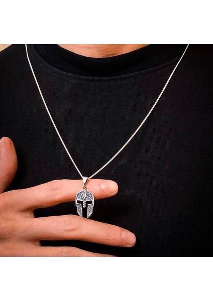 Gümüş Maske Model Erkek Kolye 925 Ayar Gümüş Spartalı Maskesi Kolye Miğfer Kolye fiyatları