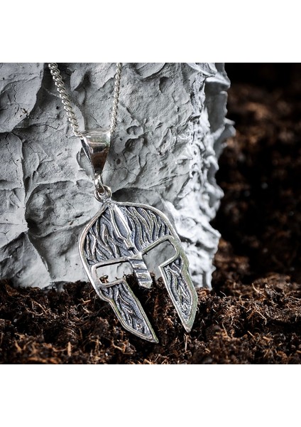 Gümüş Maske Model Erkek Kolye 925 Ayar Gümüş Spartalı Maskesi Kolye Miğfer Kolye modelleri