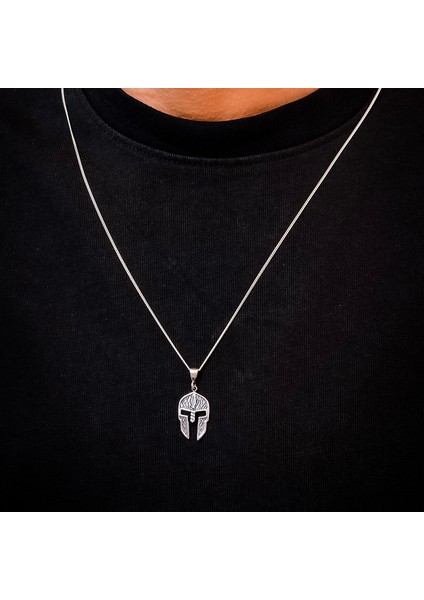 Gümüş Maske Model Erkek Kolye 925 Ayar Gümüş Spartalı Maskesi Kolye Miğfer Kolye fırsatları