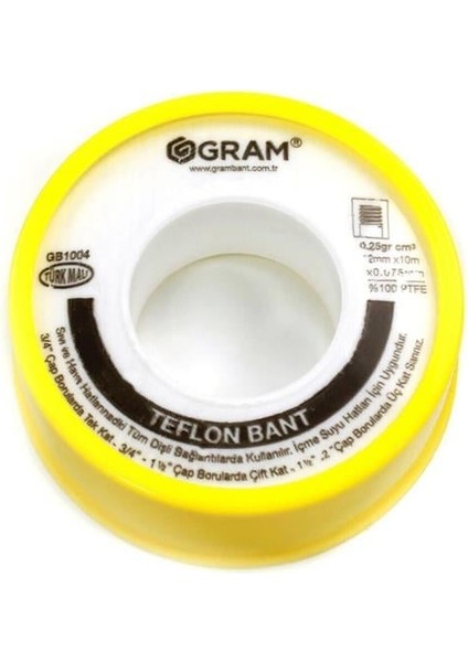 Teflon Bant Sızdırmazlık Bandı 12 mm x 10 mt