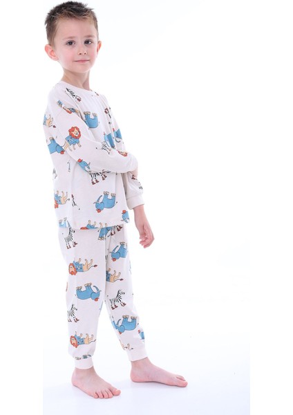 Sevimli Animal (Aslan-Zebra-Fil) Desenli Erkek Pijama Takımı modelleri