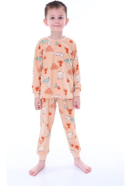 Sevimli Hayvanlar (Koala-Fil-Timsah) Unisex Yavruağzı Pijama Takımı