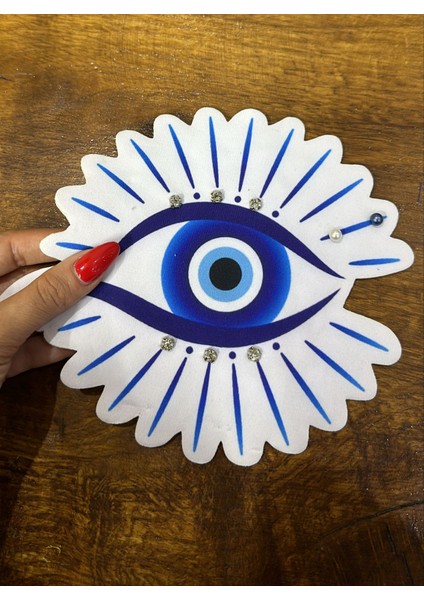 19X17 cm Zirkon Taş Boncuk Işleme Mavi Göz Arma Dikiş Aplike