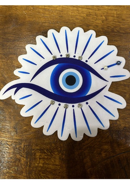 19X17 cm Zirkon Taş Boncuk Işleme Mavi Göz Arma Dikiş Aplike