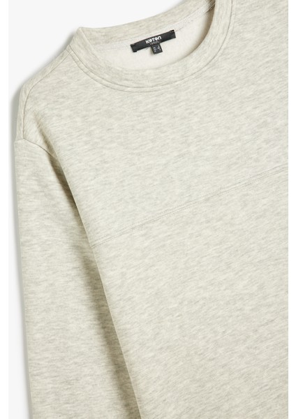 Dikiş Detaylı Şardonlu Pamuklu Basic Bisiklet Yaka Sweatshirt modelleri