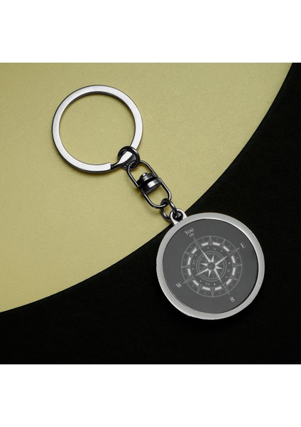 Pusula Tasarımlı Metal Anahtarlık