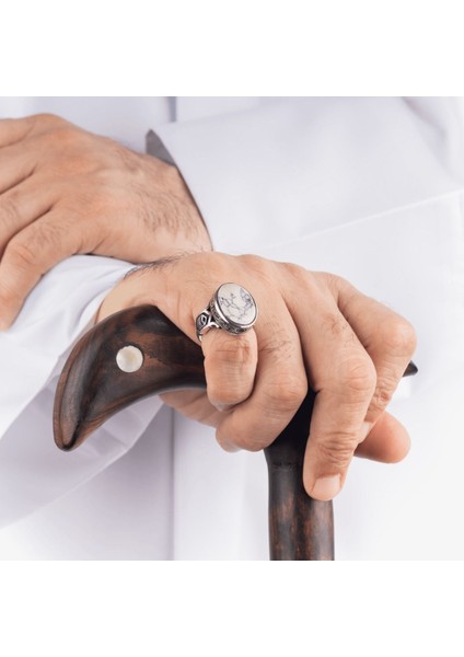 Beyaz Havlit Taşı Gümüş 925 Ayar Erkek Yüzük fiyatları