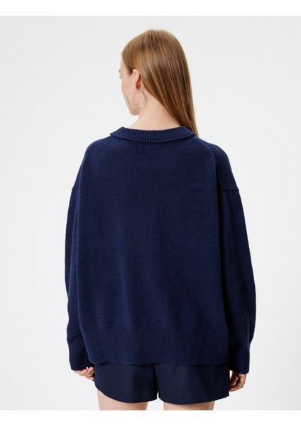 Basic Triko Kazak Bisiklet Yaka Düşük Omuzlu fırsatları