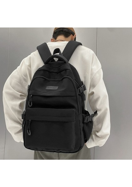 Düz Renk Orman Okul Çantası Yeni Büyük Kapasiteli Ortaokul Öğrencisi Lise Kore Tarzı Sırt Çantası Rahat Erkek Basit Açık Sırt Çantası (Yurt Dışından)