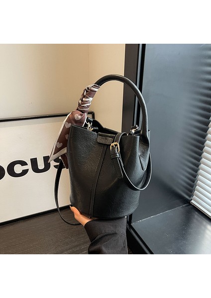 Kova Çantası Kadın Üst Düzey Niş Tasarım Retro Çok Yönlü Tek Omuz Çapraz Çanta (Yurt Dışından)