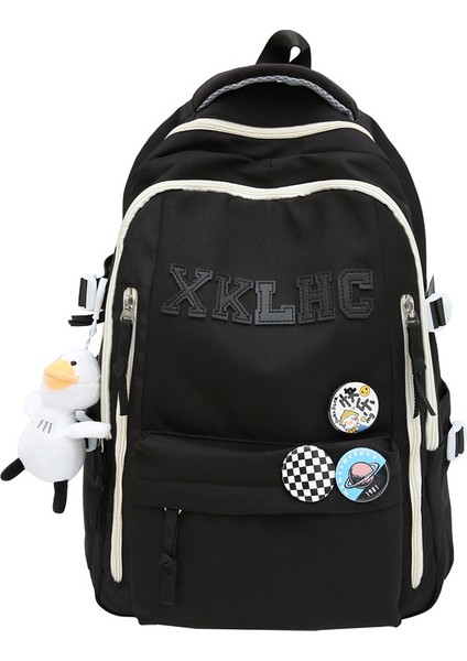 Ortaokul ve Lise Öğrencileri Büyük Kapasiteli Kontrast Renkli Çok Yönlü Kore Versiyonu Basit Orman Tarzı Harajuku Sırt Çantası (Yurt Dışından)