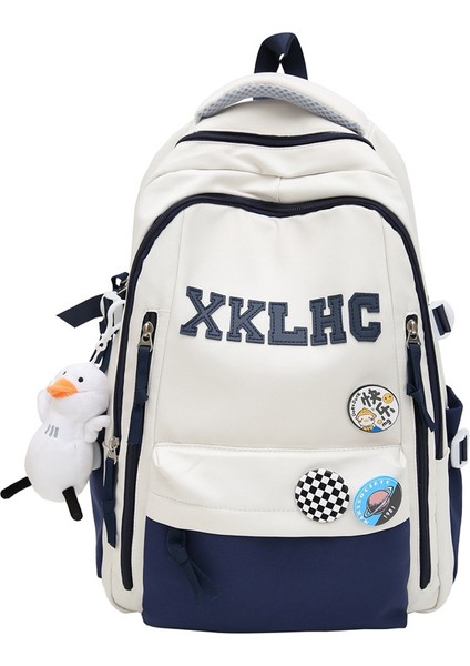 Ortaokul ve Lise Öğrencileri Büyük Kapasiteli Kontrast Renkli Çok Yönlü Kore Versiyonu Basit Orman Tarzı Harajuku Sırt Çantası (Yurt Dışından)