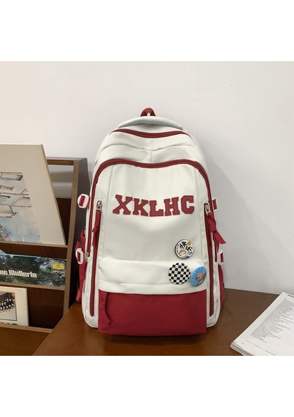 Ortaokul ve Lise Öğrencileri Büyük Kapasiteli Kontrast Renkli Çok Yönlü Kore Versiyonu Basit Orman Tarzı Harajuku Sırt Çantası (Yurt Dışından) indirimleri