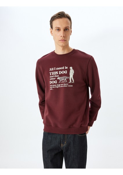 Bisiklet Yaka Şardonlu Pamuk Karışımlı Slogan Baskılı Sweatshirt modelleri