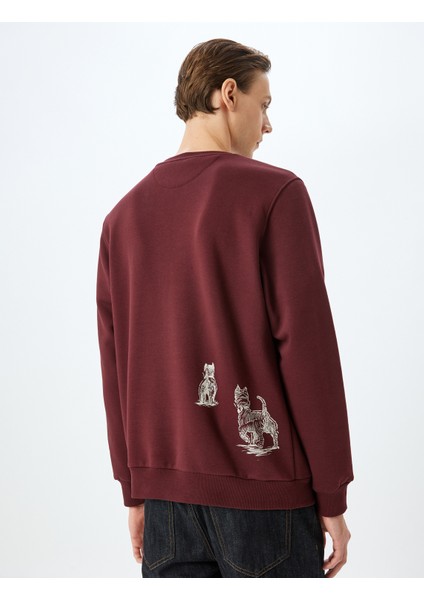 Bisiklet Yaka Şardonlu Pamuk Karışımlı Slogan Baskılı Sweatshirt fırsatları