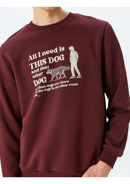 Bisiklet Yaka Şardonlu Pamuk Karışımlı Slogan Baskılı Sweatshirt indirimleri