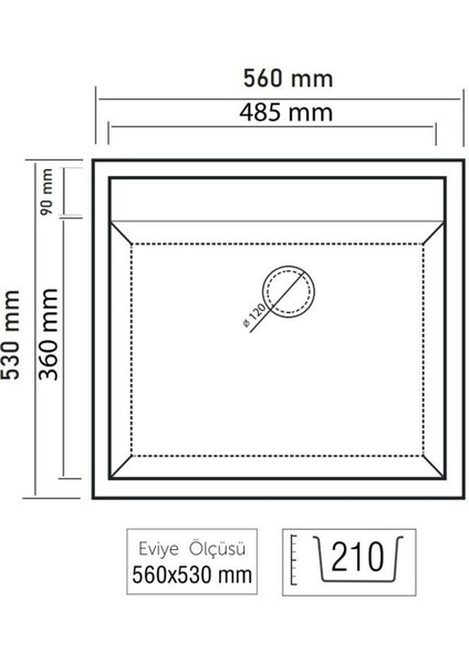 Granit Eviye Turo C1 Siyah 56X53