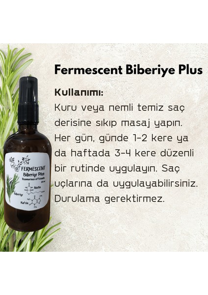 Biberiye Plus - Biberiye - Biotin - Kafein - Premium Saç Bakımı - Dökülme Karşıtı - 100 ml