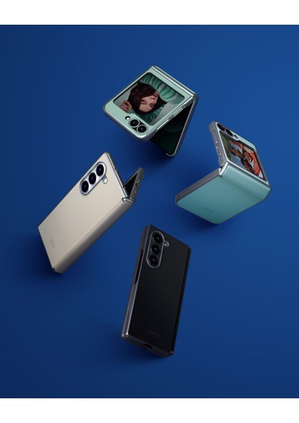 Samsung Galaxy Z Flip 6 Kılıf Ora Serisi Katlanabilir Deri Görünümlü Metal Çerçeve Kapak