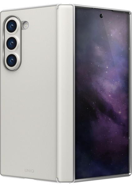 Samsung Galaxy Z Fold 6 Kılıf Ora Serisi Katlanabilir Deri Görünümlü Metal Çerçeve Kapak