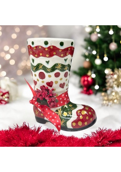 Yılbaşı Hediyelik Kalemlik Çini Handmade Kalemlik Çini Çizme Tasarım Hediyelik Kalemlik Noel
