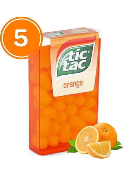 Tic Tac Portakal Aromalı Şeker 18 Gr. (5 Adet)