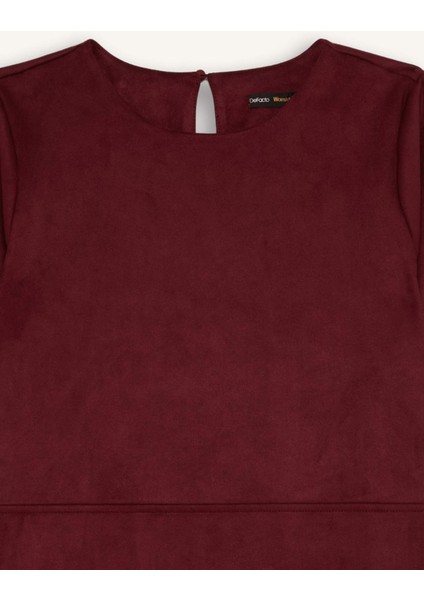 Yuvarlak Yaka Skuba Dalgıç Kumaş Kısa Kollu Mini Elbise D8644AX24AU fiyatları