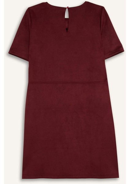 Yuvarlak Yaka Skuba Dalgıç Kumaş Kısa Kollu Mini Elbise D8644AX24AU modelleri