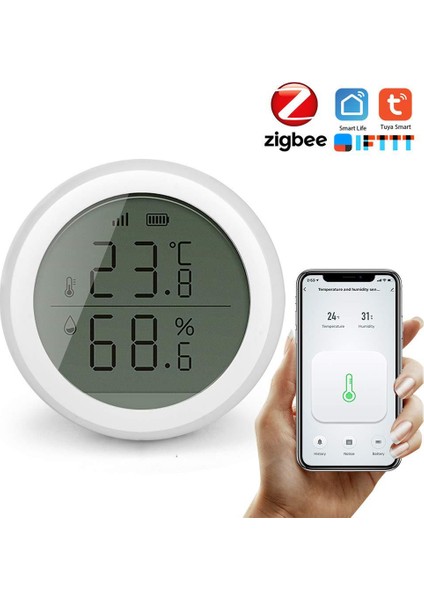 Zigbee Akıllı Termometre LCD Ekranlı Wi-Fi Sıcaklık ve Nem Ölçer
