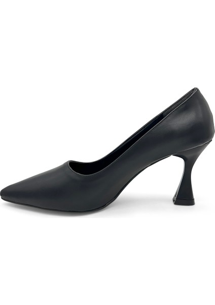 Siyah Stiletto Sivri Burun Kadın Topuklu Ayakkabı