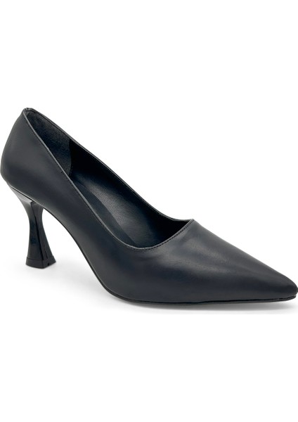 Siyah Stiletto Sivri Burun Kadın Topuklu Ayakkabı
