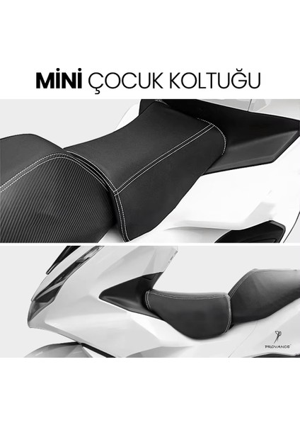 PROVANCE HONDA Dio Activa Motosiklet Çocuk Koltuğu, Siyah Deri, KOLSUZ, 4-8 Yaş Arası, HEDİYELİ
