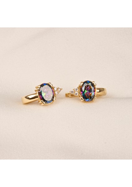14 Ayar Altın Oval Mistik Topaz Taşlı Tektaş Küpe fırsatları