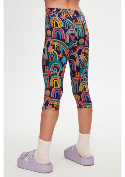 Brave & Happy Kız Çocuk Desenli Diz Altı Tayt Kapri fırsatları