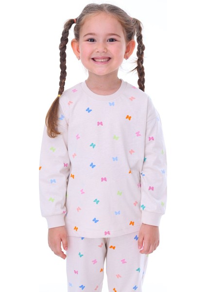 Renkli Kelebekler Kız Çocuk Pijama Takımı modelleri