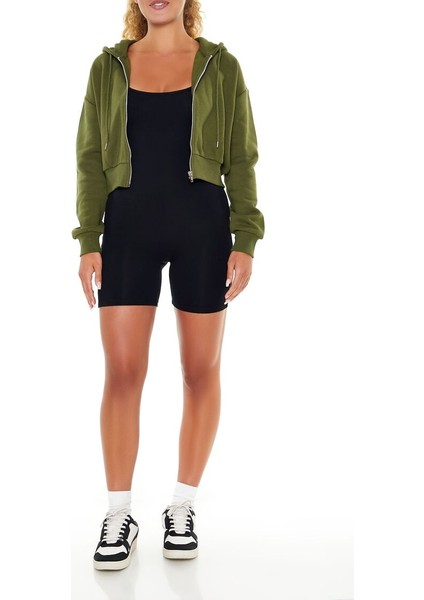 Polar Fermuarlı Crop Sweatshirt
