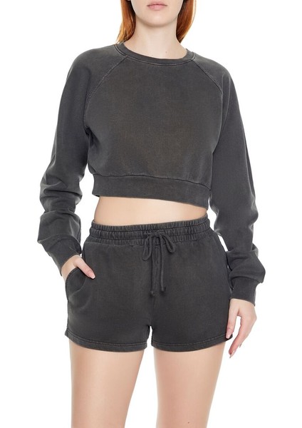 Yıkamalı Crop Sweatshirt