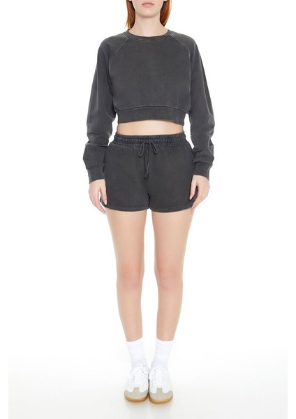 Yıkamalı Crop Sweatshirt