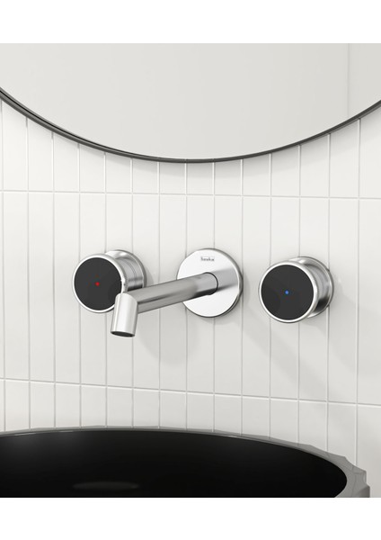 Grande Shine Lavabo Bataryası-Siyah Camlı