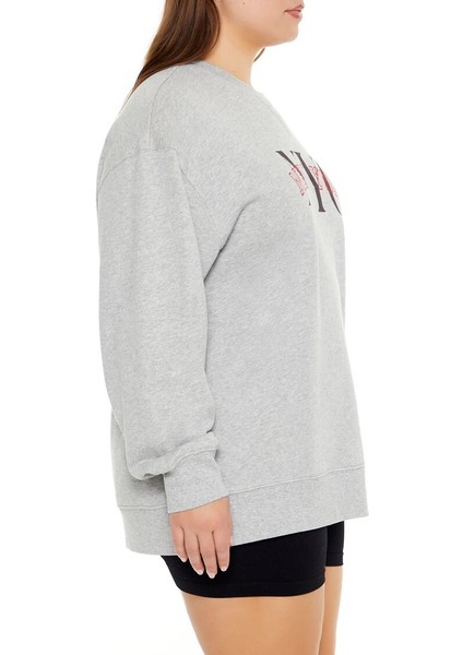 Plus Size New York Baskılı Sweatshirt