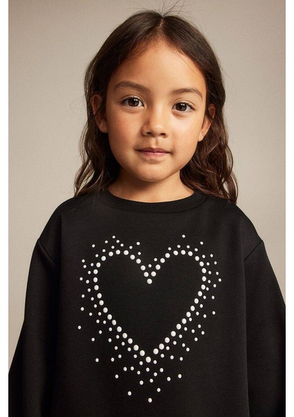 Kız Çocuk Sweatshirt Taş Kalpli fırsatları