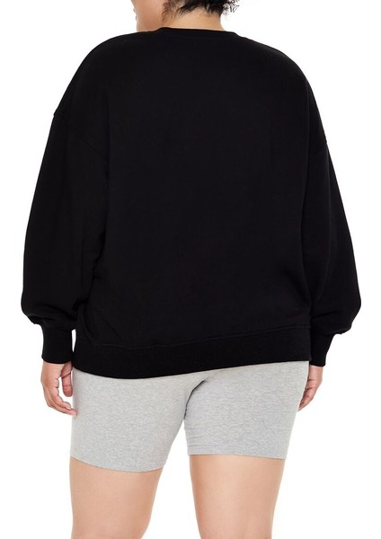 Plus Size Gül Desenli Sweatshirt