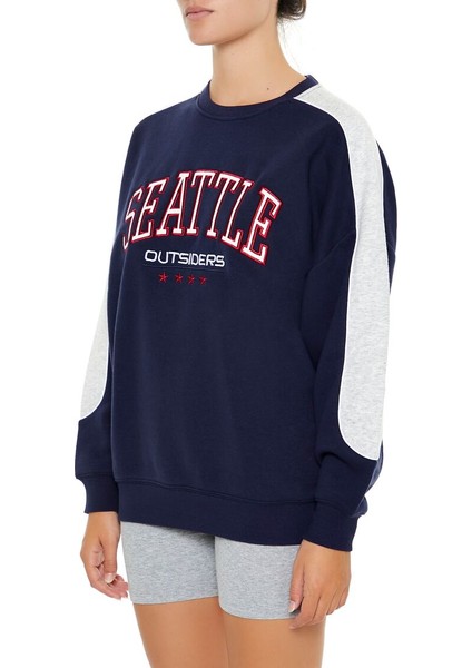 F21 Seattle Nakışlı Polar Sweatshirt