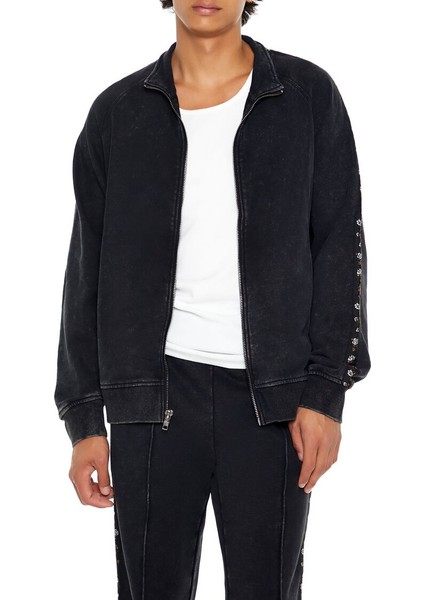 Washed French Terry Zip-Up Ceket