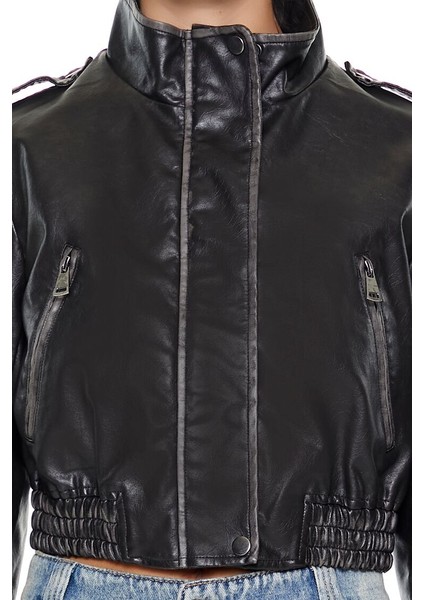 F21 Suni Deri Crop Ceket modelleri