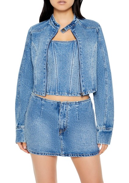 Rhinestone Denim Ceket