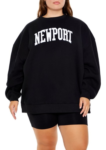 Plus Size Newport Baskılı Sweatshirt