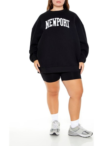 Plus Size Newport Baskılı Sweatshirt