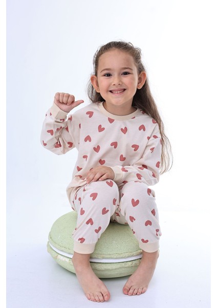 Minik Kalpler Desenli %100 Pamuk Kız Çocuk Pijama Takımı modelleri