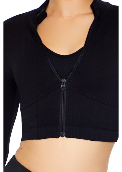 Spor Dikişsiz Crop Ceket